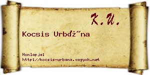 Kocsis Urbána névjegykártya